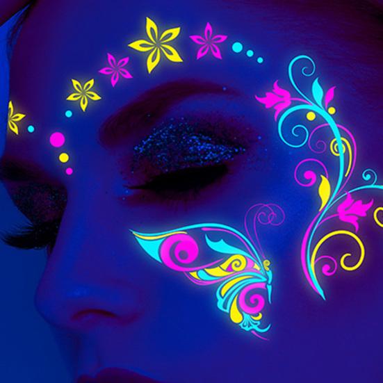 8 листов водонепроницаемые неоновые татуировки наклейки музыкальный фестиваль бабочка яркие цвета великолепные световые эффекты