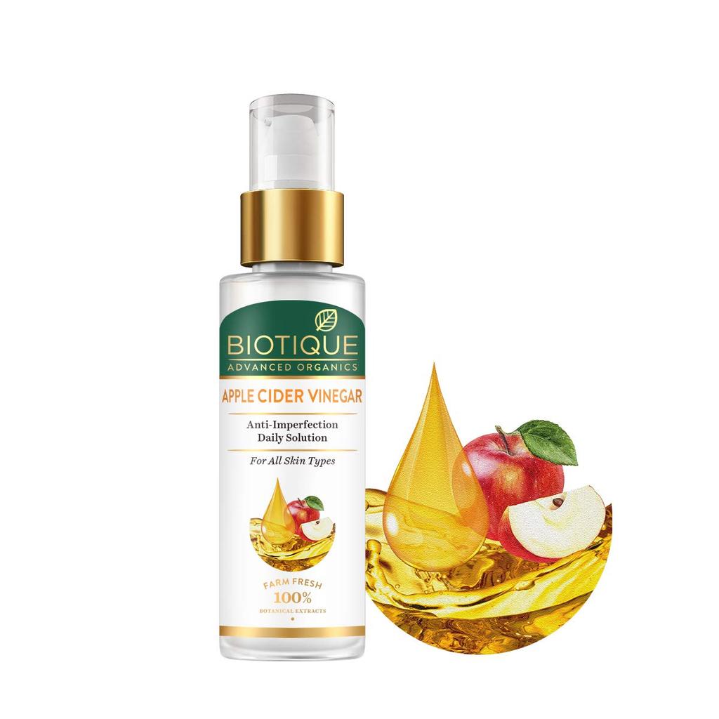 Biotique Сыворотка для лица с яблочным уксусом для чистой кожи, против несовершенств, веганская, 30 мл, органическая, средство для лечения пигментных пятен