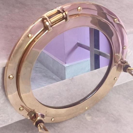 Латунный иллюминатор Зеркало в морском стиле Морской декор Морской декор Зеркало в латунном иллюминаторе Зеркало в корабельном иллюминаторе