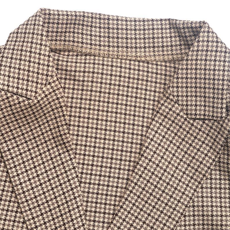 Женский приталенный пиджак из ткани с узором "Гленчек" (houndstooth) цвета Millefiori Brown, Осень/Зима 2026