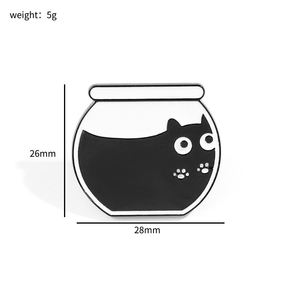 Жидкая Серия Кошек Черный Кот в Чашке с Водой Брошь Банка Кот Металлический Значок Аксессуары для Одежды