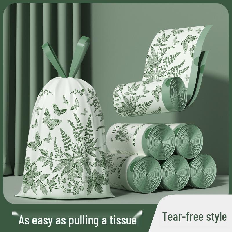 Pink Large Drawstring Thickened Garbage Bag for Household & Kitchen, Student-Friendly, with Automatic Closure