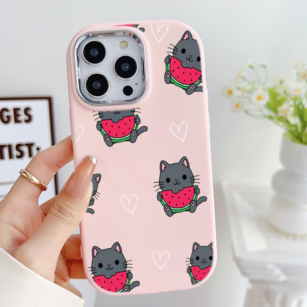 LZ8 Cartoon Cat Cute Art Soft Phone Case for Samsung S24 Ultra S23 Plus S21 FE A16 A54 A34 A52 A06 Infinix Hot 40 30i Lens Protection Shockproof Cover