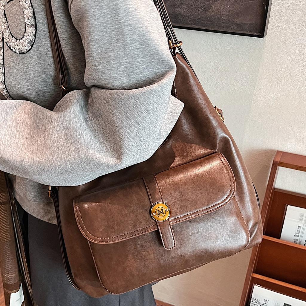 Retro Tote Bag for Women, Large Capacity Shoulder Bag, Crossbody Backpack, Casual Handbag