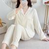 Sweet Loose Pajamas Set Women's Long Sleeved Lapel Shirt Trousers Suit Sleepwear Minimalist Casual Home Wear Intimate Lingerie