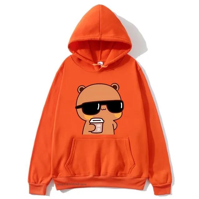 Толстовки с капюшоном для пары Bubu Is Watching Movie With Dudu Толстовка большого размера с принтом «Мультяшный кавайный пуловер Harajuku для мужчин и женщин Sudaderas»