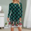 Women Casual Dress Autumn Grid Print Dresses For Women O-neck Short Sleeve Dress Plus Size