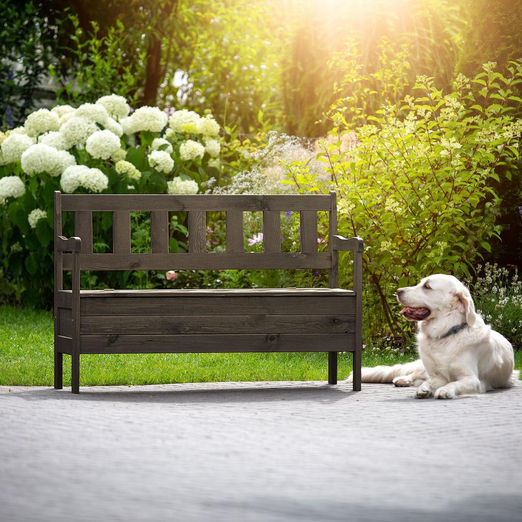KADAX Wooden Garden Bench With Backrest 120cm With Box Terrace Balcony