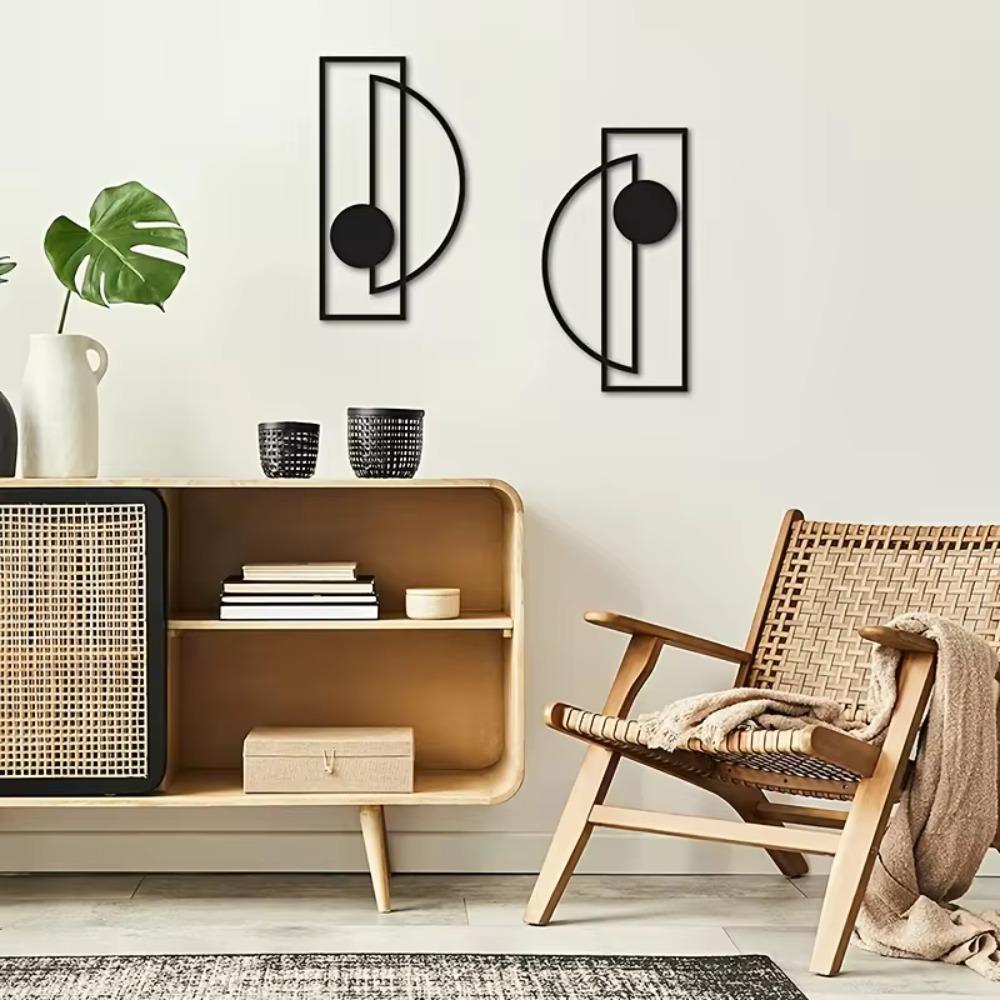 Набор из 2 металлических настенных художественных украшений - минималистичные абстрактные вертикальные настенные скульптуры, современный металлический декор