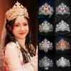Gold Princess Hair Tiara Shiny Rhinestone Crown Luxury Ethnic Dance Crown  Wedding
