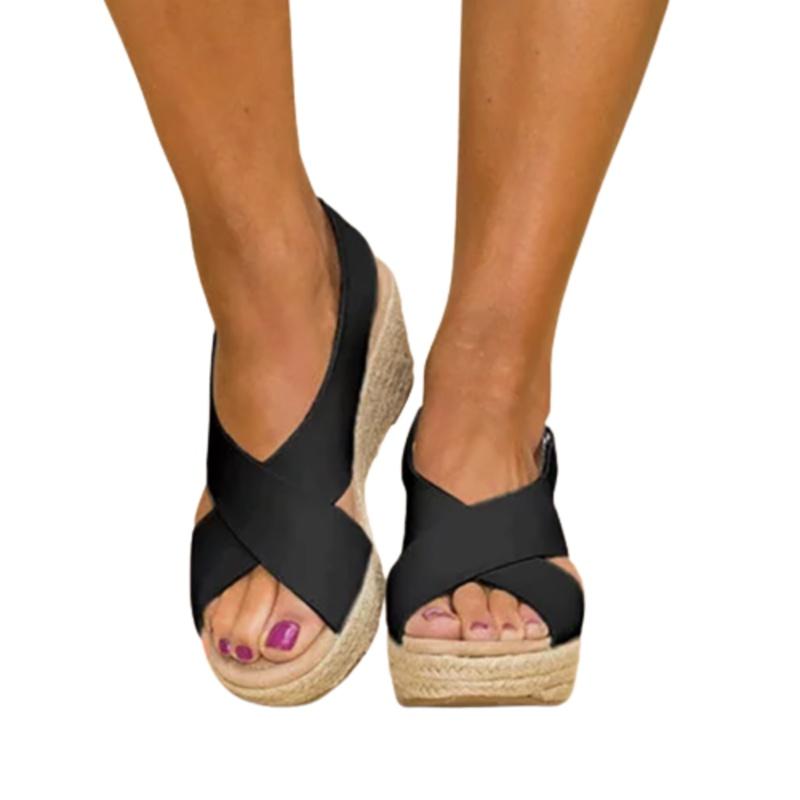 Plus Size Women's Mid Wedges Sandals With Thick Cork Platform For All-day Comfort