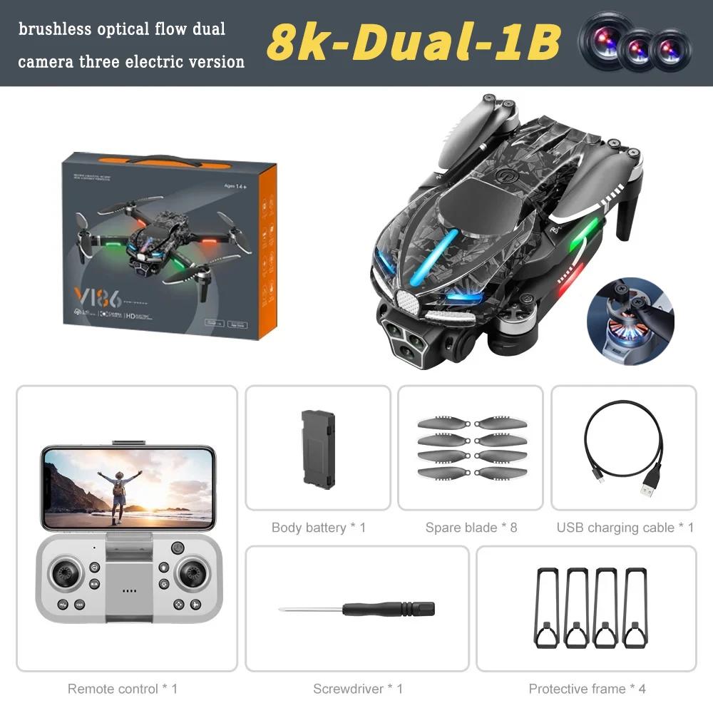 New V186 Pro Drone Professional Brushless Wifi FPV Optical Flow 3 HD Aerial Photography Obstacle Avoidance Foldable Quad-rotor Drone Children's Toy