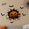 Black Cat Wall Stickers Halloween Stickers, 3D Broken Effect with Ghost Skeleton Pumpkin Bat Decals, Self-Adhesive Temporary Decorations Waterproof