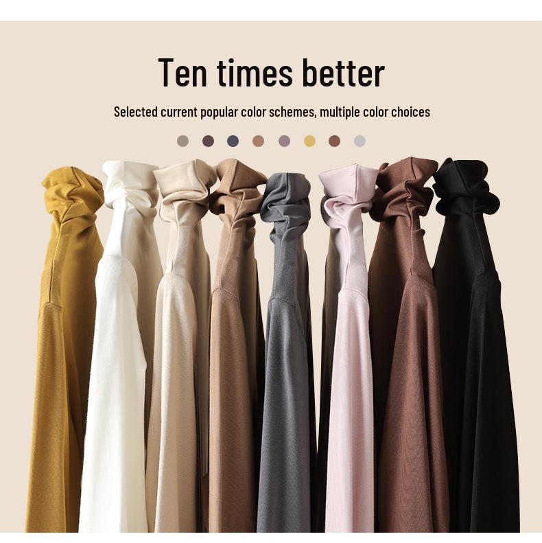 Женский черный модальный топ с длинным рукавом, облегающий, с высоким воротником, базовый слой для весны, осени, зимы 2024.