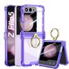 Luxury Airbag Shockproof Ring Holder Case for Samsung Galaxy Z Flip 6 5 4 3 Transparent Full Protect Silicone Cover
