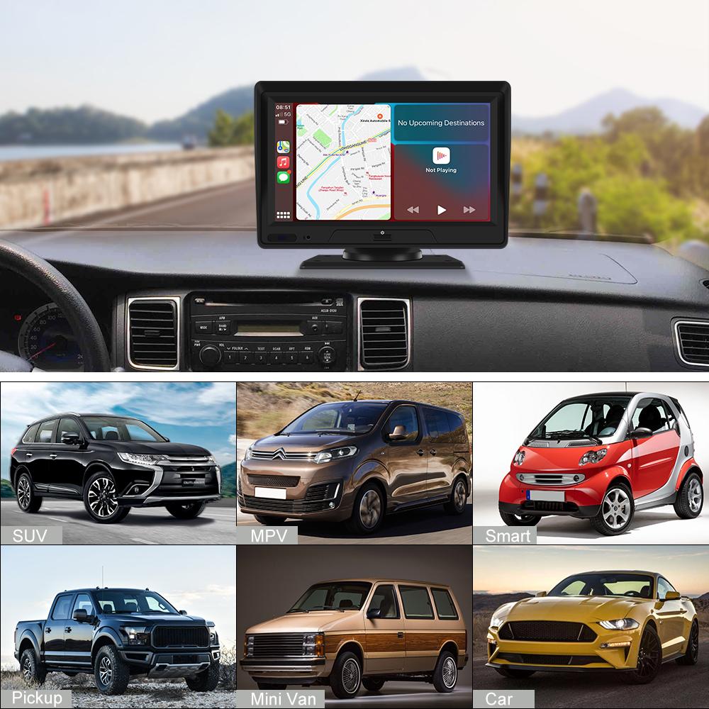 Podofo 9 В-36 В 1024 x 600 HD 7-дюймовый автомобильный видеорегистратор AHD монитор заднего вида Поддержка Carplay Android Auto AI Голосовое управление Bluetooth-вызов Музыка Автомобильный рекордер