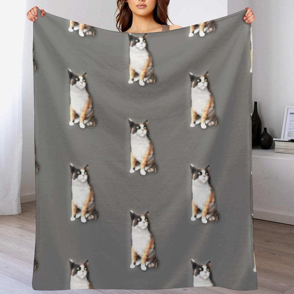 Calico Cat Throw Blanket Soft Sherpa Fleece Warm Blanket for Winter