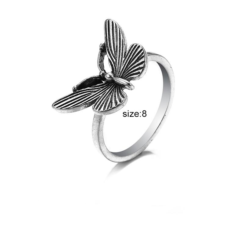 Кольцо для женщин и девочек Любовь Бабочка Череп Модные мужские украшения Винтаж Древнее серебро Цвет Панк Хип-Хоп Регулируемый Бохо