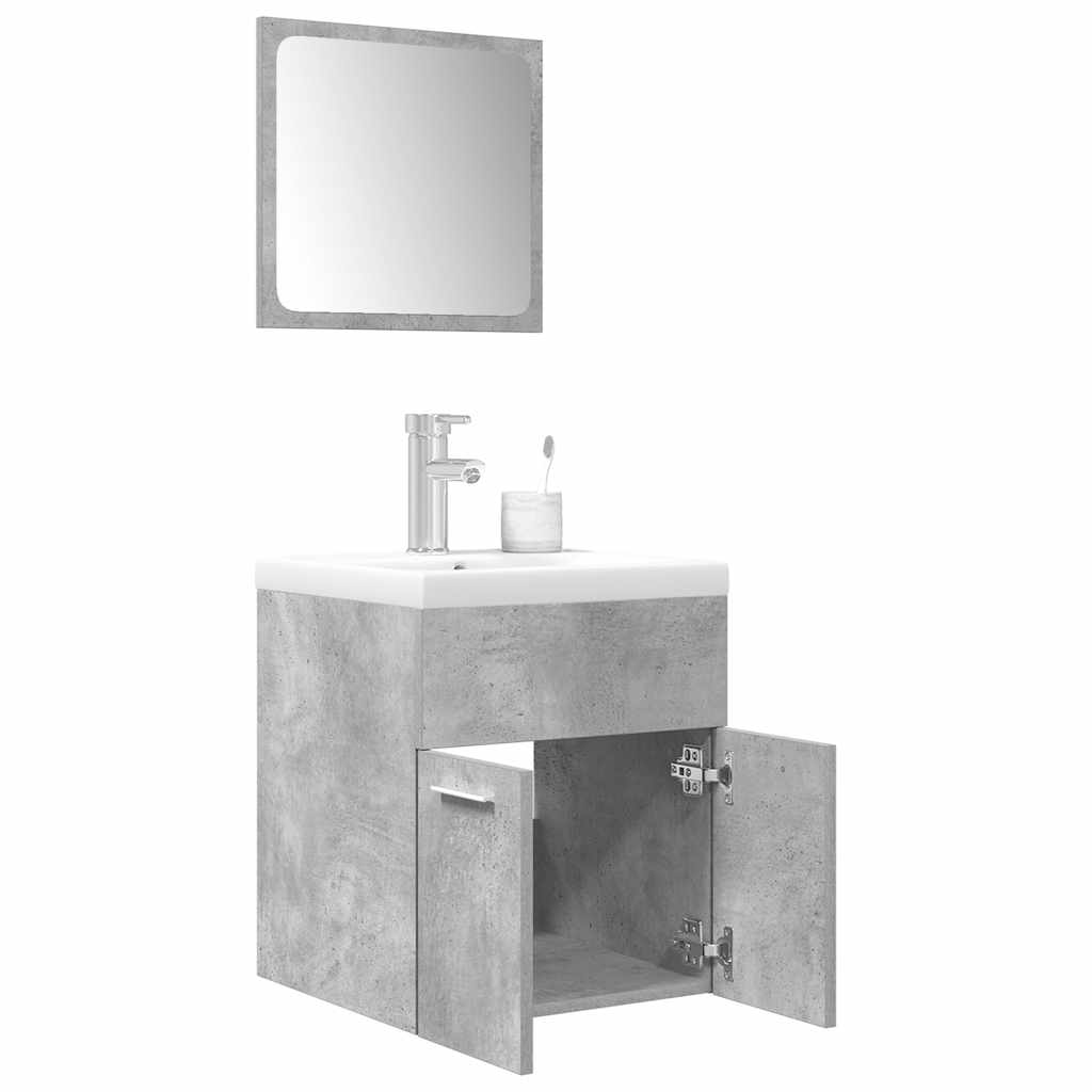 3 Piece Bathroom Furniture Set Concrete Grey Particleboard