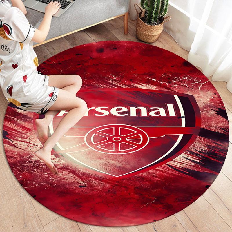 Arsenal F Round Area Rug,Carpet Rug for Living Room Bedroom Sofa Playroom Decor,Non-slip Floor Mat