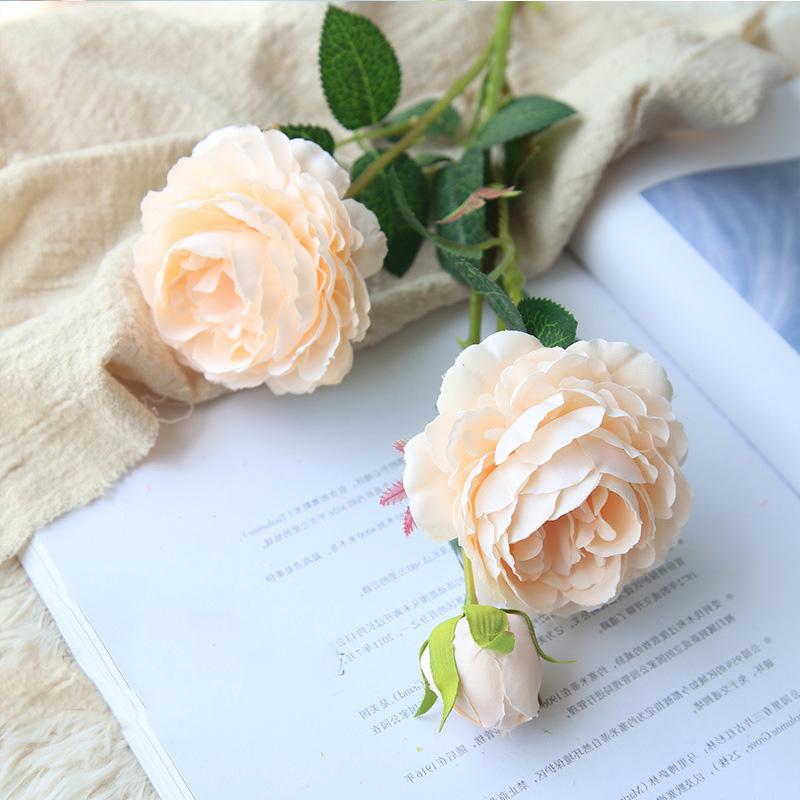 Искусственные цветы Роза Шелковый букет Пион Винтажные Поддельные цветы Растения Невеста Свадьба Домашнее украшение Подарок на День святого Валентина