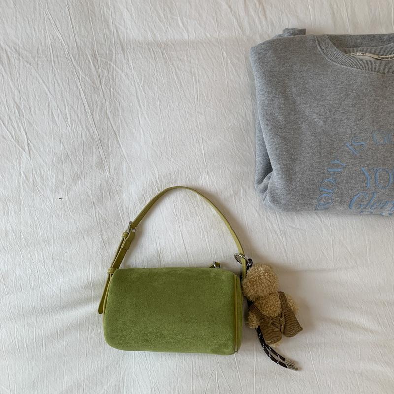 Ретро замшевая простая сумка-пельмень под мышкой, ручная маленькая квадратная сумка для поездок на работу, одноплечная сумка кроссбоди