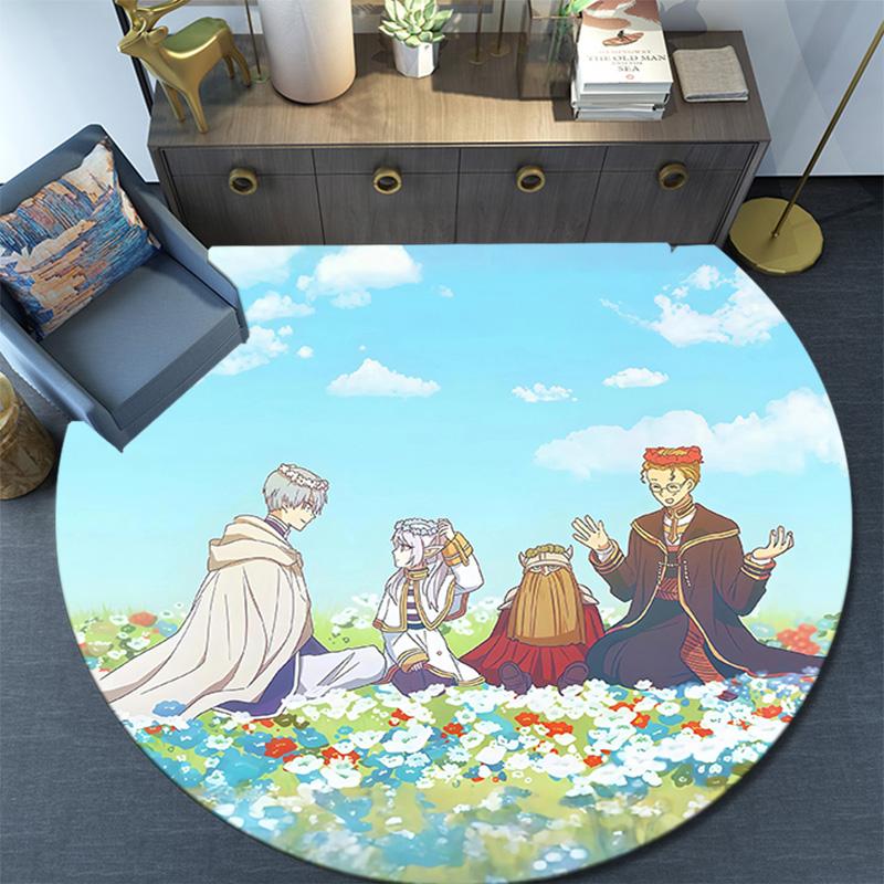Frieren Round Area Rug,Carpet Rug for Living Room Bedroom Sofa Playroom Decor,Non-slip Floor Mat