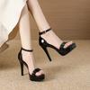 Fashion Women Sandals New Sexy 12CM Platform Super High Heels Stilettos Open Toe Ankle Strap Sandal Gladiator Party Dress Wedding Shoes