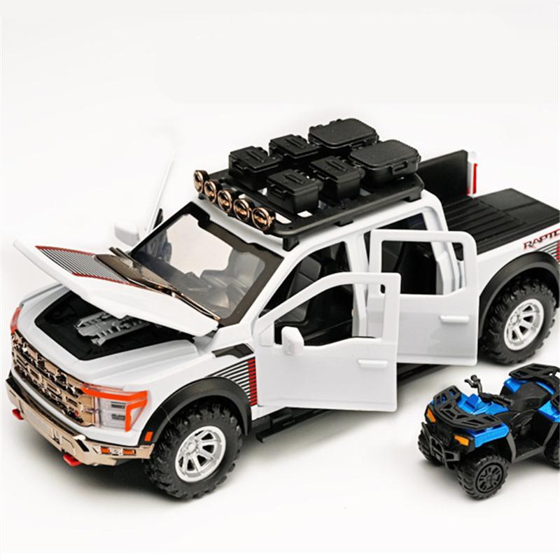 1/24 Ford Raptor F150 Сплав Пикап Модель Машины Литые Металлические Внедорожники Модель Машины Звук и Свет Симуляция Детская Игрушка Подарок