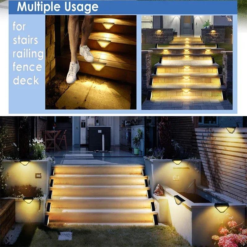 Солнечные фонари для террасы, фонари для заборов, уличные фонари для ступеней, водонепроницаемые солнечные фонари для перил, лестниц, ступенчатых ограждений, двора, патио и дорожек