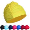 Women's Fashion Pleated Comfortable Large Size Spa Long Hair Swimming Ear  Swim Cap