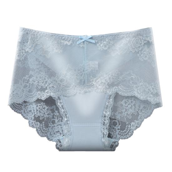 Women Panties Mid Waist Lace Hollow Out Good Breathability Butt-lifted Underpants Solid Color Moisture-wicking Briefs for Sport Work