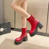 Женские ботинки 2024 Зимние утепленные хлопковые ботинки Водонепроницаемая платформа Толстый высокий каблук Застежка-молния сзади Короткие ботинки Универсальная обувь Женщины