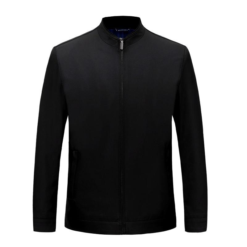 Весна и осень Куртка среднего возраста Мужская тонкая свободная повседневная куртка с воротником-стойкой Мужская верхняя одежда Куртка на молнии Топы большого размера