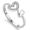 Elegant Silver Plated Women's Ring Hollow Love Double Heart-Shaped Open Ring