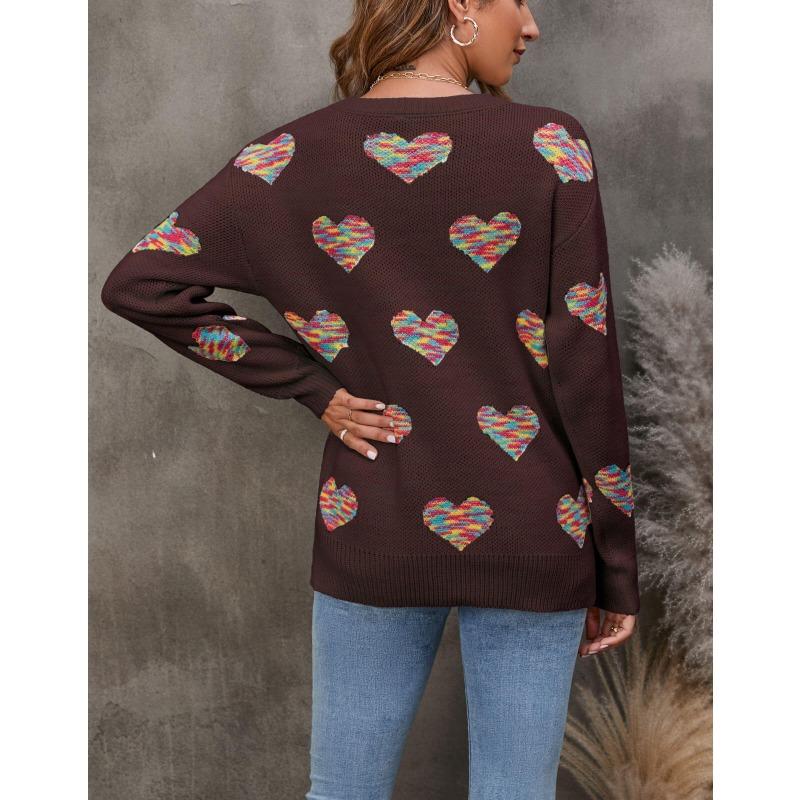 Женский свободный свитер осень/зима, вязаный жаккардовый свитер Love
