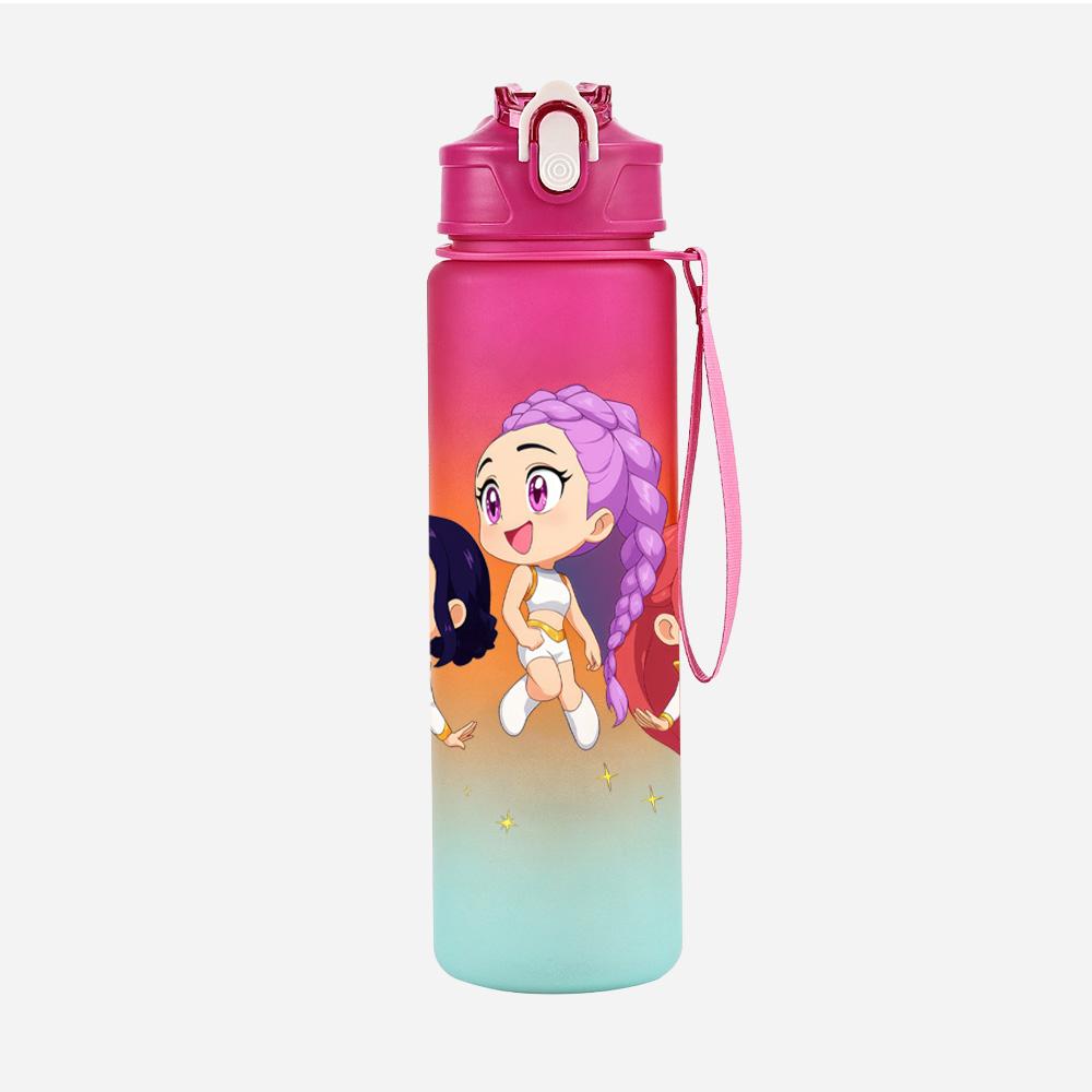 Cartoon K-Pop Demon Hunters Printed 750Ml Water Bottle Large Capacity Drinking Cup Portable Outdoor Sports Water Cup Children Gift