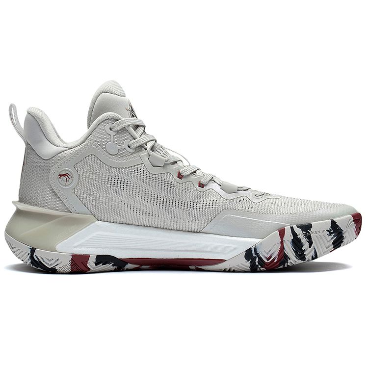 Баскетбольные кроссовки LiNing Blade 3 Anti-Slip Support Rebound Mid-Top, мужские кроссовки серо-красного цвета ABAS089-5