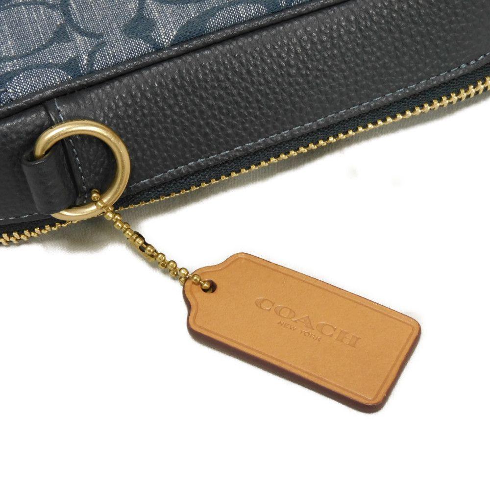 Used 9726 Stanton Crossbody Bag C8235 7921, Excellent Condition, Denim and Pebble Leather, All-Over Print Signature