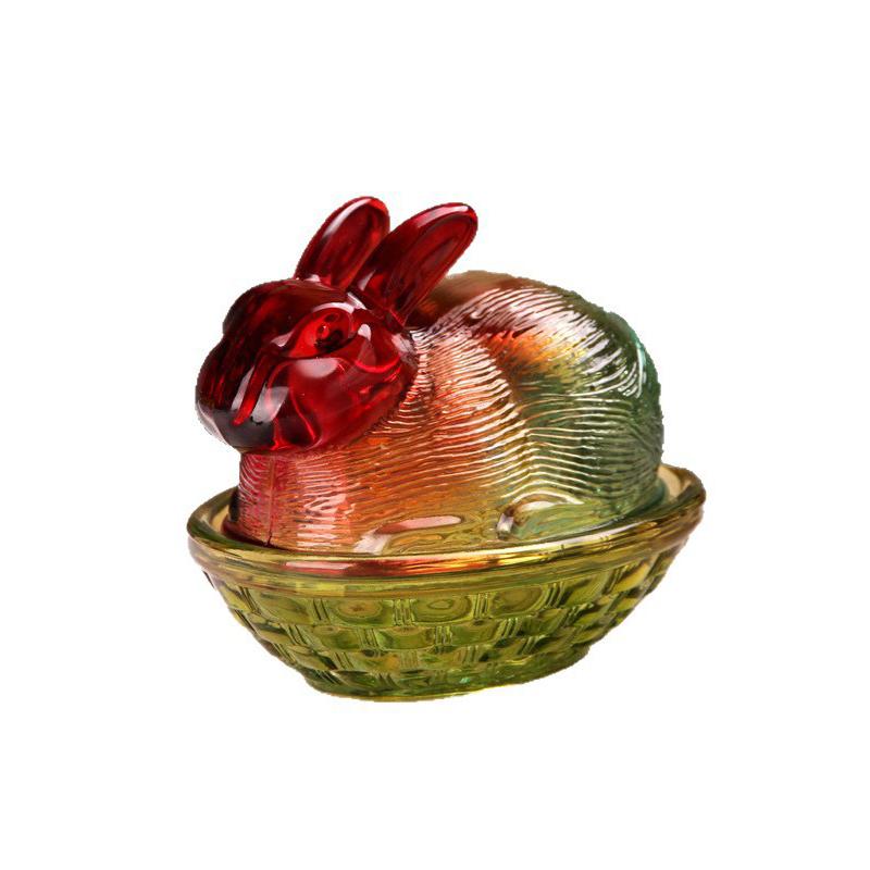 Винтажная стеклянная конфетница-кролик с крышкой, цветные хрустальные банки для конфет с крышкой, забавные банки для конфет для десерта