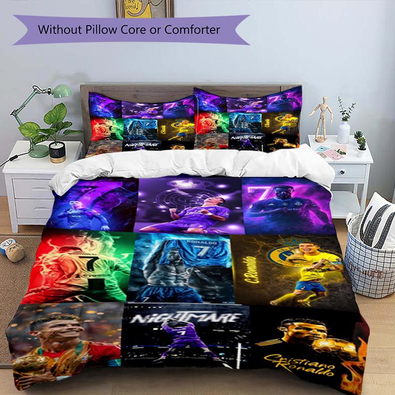 Ronaldo's Cr7 Legend Motion Bedding Set, Breathable Duvet Cover with Pillowcases, Soft Bed Linen for Bedroom Home Decoration, Perfect Festival Birthda