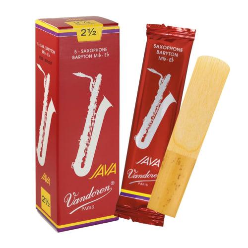 Vandoren Java Filed Red Cut Baritone Saxophone Reeds, 2-1/2 Hardness (Pack of 5)