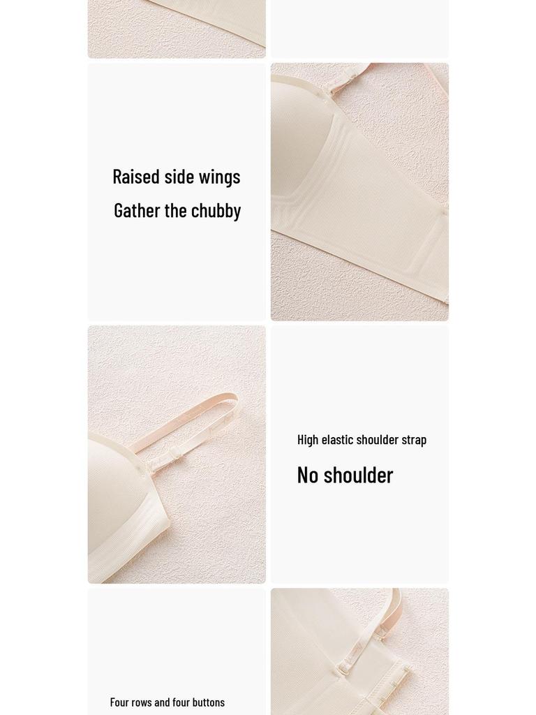 Бесшовный бюстгальтер-бандо без косточек со съемными бретелями, с противоскользящими и предотвращающими провисание функциями, боковой поддержкой, фиксированными чашками для женщин.