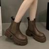 Женские ботильоны челси на платформе, модные зимние ботинки, женские брендовые кожаные туфли, зима 2024, трендовые каблуки, массивные готические ботинки Mujer