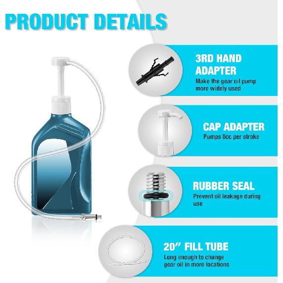 DURATECH Насос для трансмиссионного масла редуктора для стандартных квартальных бутылок, Насос для жидкости трансмиссии и дифференциала, Автомобильный насос для перекачки жидкости, Ручной масляный насос для
