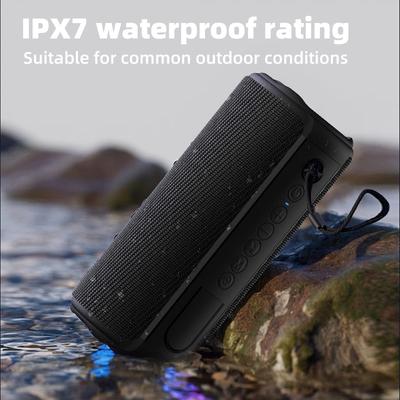 Bluetooth-колонка, Беспроводная портативная колонка, Водонепроницаемая IPX7, Громкий стереозвук 40 Вт, Время работы 13+ часов с подсветкой, для дома и улицы