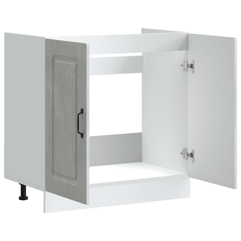 Kalmar Under Sink Cabinet Concrete Grey 80 x 46 x 81.5 cm Particleboard