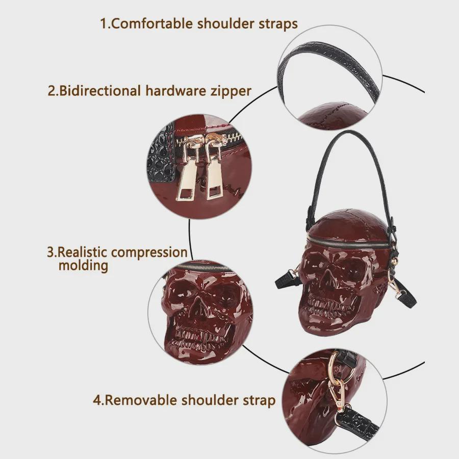 Сумка-мессенджер с 3D-черепом на Хэллоуин 2024 года – повседневная мода унисекс