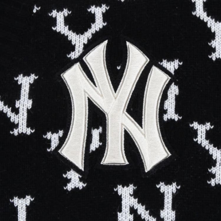 MLB Старые цветочные свитеры Унисекс Черный V-образный вырез Умеренный кардиган 31KTM1041-50L