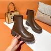 Модная обувь для женщин 2024 года, высококачественные женские ботинки с боковой молнией, зимние ботинки в британском стиле с круглым носком, короткие, на толстом каблуке